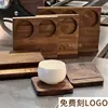 Combo de Posavasos para Cafetería Bandeja Sólida de Madera para Tazas de Café Bandeja de Tres Bebidas de Un Grano Creativa Bandeja de Madera para Café de Dos Agujeros