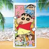 Toalha de banho de secagem rápida infantil de grandes dimensões Giz de cera Pequena nova toalha de praia Microfibra Velo de dupla face Toalha de praia com impressão digital