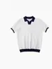 Camisa Polo de Tricô Versátil Minimalista com Gola Lapela Respirável de Manga Curta para Homens - Cor Contrastante, Verão, Casual de Negócios