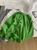 Moletom Pulôver Verde Gramado de Primavera com Gola Redonda para Mulheres, Moletom Solto Estilo Coreano com Bordado de Letras Escova de Dentes, Top Solto