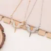 Nuevo collar con colgante de cruz de circonita cuadrada de hip-hop transfronterizo con personalidad punk europea y americana para hombres y mujeres.