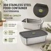 Caja de almacenamiento wholesale transfronteriza con tapa, gran capacidad, sellado de alimentos para refrigerador, lonchera, comercial, acero inoxidable 304, caja para conservar la frescura