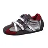 Zapatos Deportivos Casuales Planos para Mujer 2026 Otoño Nuevos Redondos de Cuero Sintético Bloque de Color con Correa Cruzada y Cordones