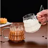 Copo transparente, com alça, em formato de pinha, feito de vidro borossilicato alto, adequado para uso doméstico, para leite, bebidas de Natal, café, Americano gelado e latte