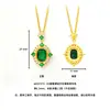 Luxo Leve Retro Deslumbrante Completo em Diamante Esmeralda Rubi Ouro Areia Colar Anel Brincos Amarelos Elegante Conjunto de Três Peças Atacado