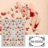 Fábrica Zhengxiang Personalizado Pegatinas de Diamantes 5D Pegatinas de Uñas en Relieve Calcomanías para Uñas de Fresa Cereza Lazo Oem
