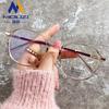 Gafas TR90 retro con montura redonda y transparente, de metal liso, estilo coreano, antiluz azul, planas, para miopía de mujer.