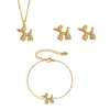 Conjunto de Joyería para Mujer, Pulsera, Pendientes y Collar de Acero Inoxidable con Zirconia Micro-Pavimentada de Perro Globo Lindo Misterioso, Casual y Fácil de Combinar