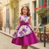 Vestido infantil de Amazon con estampado sin mangas de tela forjada para fiesta de cumpleaños con lazo estilo pastoral vestido infantil