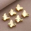 Cuentas sueltas de cobre chapado en oro de 18 quilates, separadores en forma de OVNI, cuentas redondas roscadas para pulsera y collar DIY hechos a mano, accesorios de joyería
