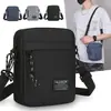 Men's Small Vertical Crossbody Bag, Oxford Cloth Lightweight Shoulder Sling Bag with Label Decoration & Adjustable Strap for Daily Work Travel