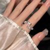 Anillo abierto de piedra natural retro para chicas, diseño de nicho con personalidad, anillo para el dedo índice, anillo de novias exquisito de moda de celebridades de Internet