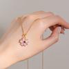 Collar de Acero de Titanio con Colgante de Flor de Cerezo Rosa Simple Japonés y Coreano para Mujer Diseño Nicho Ojo de Gato Flor Cadena Clavícula Venta al por Mayor