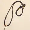 Cadena para Suéter con Cordón de Colgante Tejido a Mano con Colgante de Jade, Cera de Abeja, Ágata Roja del Sur y Jade Hetian, Correa para el Cuello Ajustable