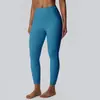 Pantalones de yoga de doble cara cepillados con sensación de segunda piel para mujer, elásticos, de secado rápido, ajustados, deportivos, realzan el trasero, sin líneas vergonzosas, pantalones de fitness 52341