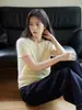 Tienda Insignia Shanghai Dan Nong / Suéter de Lana Cachemir Cepillado para Mujer Otoño Manga Corta Jersey de Punto Cuello Redondo