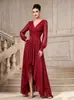 Vestido de noche para mujer, de gasa, cuello en V, cintura ajustada, manga larga, estilo transfronterizo europeo y americano, 2026