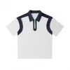 Camisa Polo Casual Suelta de Moda con Bloques de Color, Mangas Cortas y Cuello Campana, Versátil para Hombres y Mujeres, Adecuada para Ropa de Grupo, Moderna