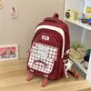 Mochila Estilo Coreano Estilo Mori para Niñas de Primaria, Mochila de Color Bloque a Cuadros de Alta Calidad Estilo Universitario para Estudiantes de Secundaria