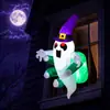 Fantasma Insuflável de Pendurar na Janela de Halloween, Mago com Olhos Vermelhos, Mãos de Zumbi Verdes, Fantasma Flutuante Brilhante Marionete a Ar