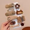 Accesorios para el cabello para niños, horquillas de café con leche, otoño e invierno, nuevo estilo, horquillas de felpa sin pelo para niñas, lindas horquillas laterales con clip para bebés.