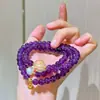 Pulsera de Plata 925 con Diseño de Amatista Natural, Perla de Agua Dulce y Citrino Limón, Pulsera de Múltiples Círculos