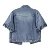 Comercio Exterior Transfronterizo Moda Pesada Chaqueta Corta de Mezclilla con Cuentas para Mujer Holgada de Manga Corta/Media Casual