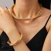 Colar de metal com múltiplas camadas de torção exagerada, pulseira, gargantilha, corrente de clavícula, acessórios para colar feminino