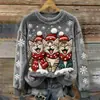 Nueva estación independiente transfronteriza Amazon patrón estampado 3D Navidad franela sudadera de cuello redondo para mujer para otoño e invierno