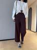 Pantalones de Algodón de Titanio de Alta Calidad Antiarrugas Crujientes de Globo Estilo Abuela Cintura Alta Adelgazantes Casuales para Mujer Otoño 2025