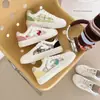Sapatos de Lona Femininos para Outono e Inverno, Novos Mocassins Casuais Versáteis Originais de Nicho Vermelhos