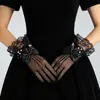 Guantes de Encaje de Encaje Lolita Vintage para Mujer Malla Hueca Fina Bar de Club Nocturno Spice Girl Sexy Celebridad de Internet Foto