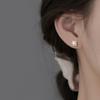 Brincos de tarraxa quadrados com pérolas estilo coreano Fangxing design de nicho feminino brincos personalidade simples temperamento brincos de prata esterlina S925