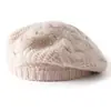 Cachemira Otoño/Invierno Nuevo Retro Tejido de Punto Trenzado Boina Cálida Protección contra el Frío Moda Versátil Gorro de Punto