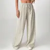 Pantalones casuales rectos de rayas transfronterizos europeos y americanos con cordón para mujer, pantalones anchos de cintura alta holgados, nuevos pantalones versátiles de moda