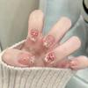 Armadura de lazo de ojo de gato francés, manicura sencilla en rosa y blanco, libro de equitación rojo, piezas de uñas calientes con puntos de onda de sentido avanzado