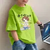 2026 Estiloso Moda Tendência Marca para Meninos Versátil Roupa Infantil Top Camiseta de Verão 100% Algodão Puro Camiseta Infantil de Manga Curta