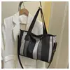 Bolsa de Tela Rayada al por Mayor de Gran Capacidad para Mujer Nueva Moda Estilo Casual de Viaje Bolso de Mano Tote Hombro Cruzado