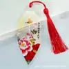 Marcadores de Página Estilo Chinês Flor de Peônia e Nervuras de Folha, Papelaria Educacional, Presentes Culturais para Amigos, Fornecimento Direto do Fabricante, com Marcadores de Página com Borla