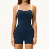 Macacão de Yoga Justo de Peça Única Estilo Novo Transfronteiriço com Decote Quadrado e Costas Abertas, Shorts de Fitness com Alças nos Ombros, Macacão de Yoga para Mulheres 2134