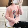 Outono e inverno 2024 novo suéter de imitação de vison e caxemira feminino, roupa externa, malhas, desenho animado, base bordada, camisa, top