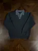 Estilo Old Money, visual de duas peças, suéter de malha com gola, unissex, outono/inverno, retrô americano, de alta qualidade, modelagem solta, suéter casual