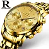 Ruizhiyuan aço fino caixa aço pulseira multi-função relógio de aço masculino original quartzo 6 ponteiros atacado negócio relógio não mecânico