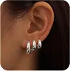 Brincos de argola oval lisa com vento frio, conjunto de brincos de temperamento da moda feminina, joias de ouvido de luxo leve para o dia a dia, versáteis, atacado