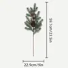 Planta Popular Navideña Transfronteriza Pino Aguja Ramo de Pino Paquete Rama Sola Piña de Pino Flotada Planta Verde Artificial Nieve Falsa Decoración del Hogar