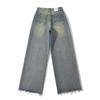 Jeans Feminino Design Europeu e Americano Costura Lavada Outono 2023 Spice Girl Old Cintura Alta Perna Larga Calças de Chão
