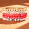 Joyería Europea y Americana Transfronteriza Joyería de Mano Colorido Cerámica Blanda Retro Elegante Colorido Perla Cerámica Blanda Pulsera Pulsera Amor 5 Piezas