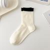 Calcetines Blancos para Mujer, de Longitud Media hasta la Pantorrilla, Estilo Delgado, de Moda Estilo Ins, Calcetines Holgados de Malla Transpirable de Color Sólido para Verano, Calcetines Largos de Primavera, Absorbentes de Sudor