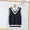 Chaleco para niños de jardín de infantes chaleco de punto para niños uniforme escolar de estudiante chaleco de algodón británico chaleco de punto para niñas