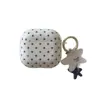 Estilo Coreano Simples Base Branca Bolinhas Azuis Capa Protetora para Fone de Ouvido Airpods 4ª Geração Adequada para Fones de Ouvido Apple Airpods 3